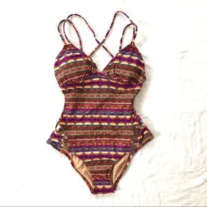 Xhilaration One-Piece Racerback Boho Bathing Suit